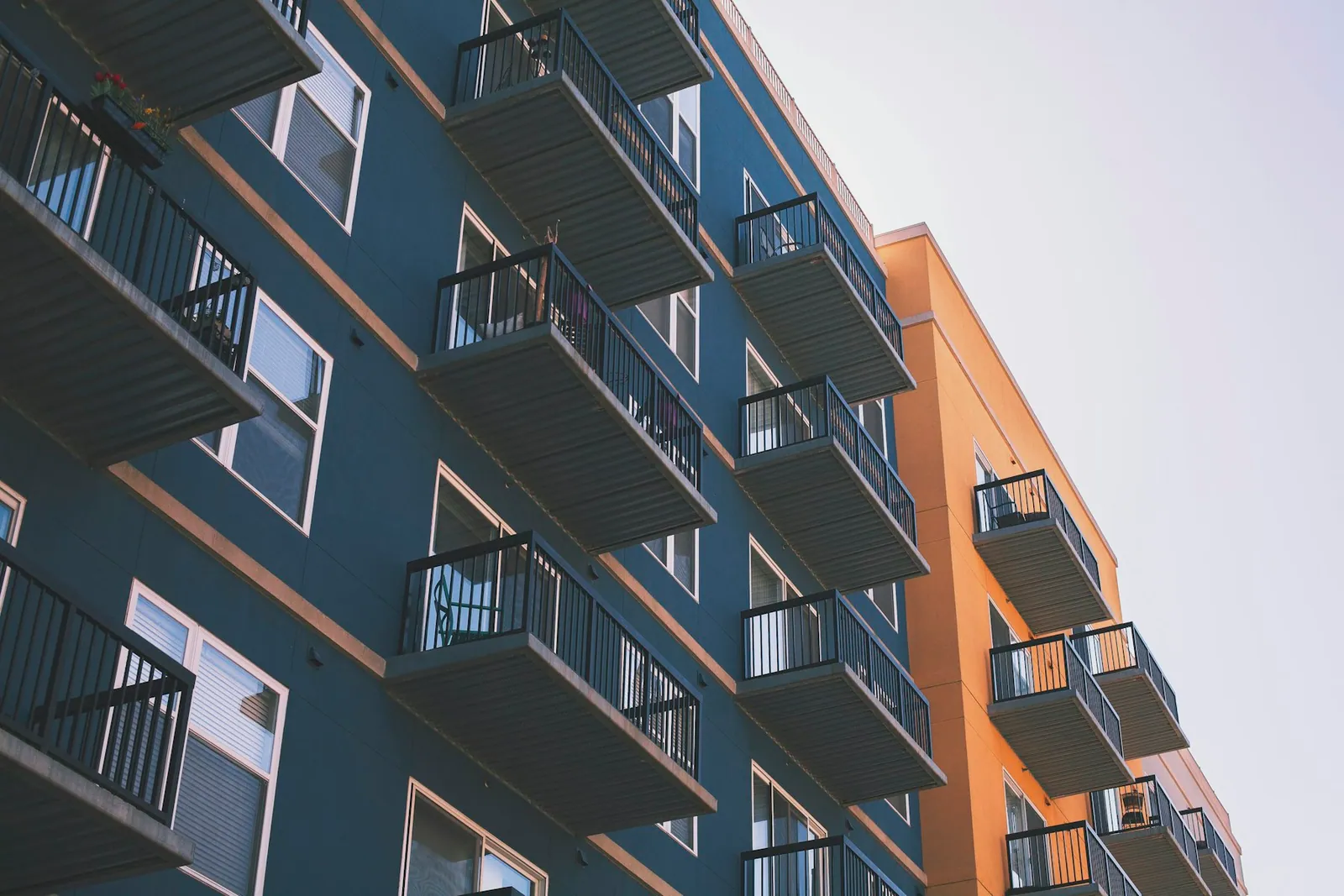Modern apartment building with balconies